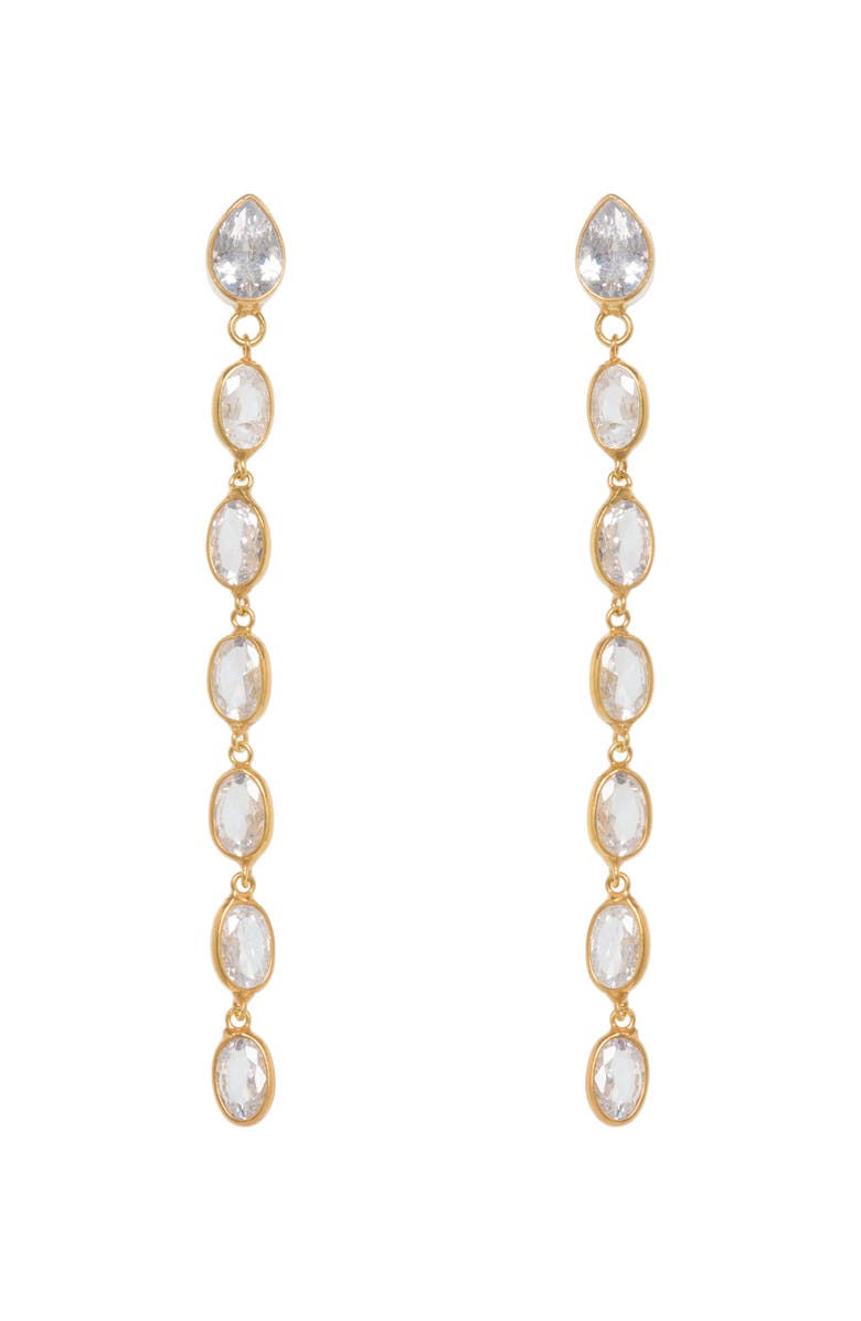 Freya Rose Oval Crystal Framed Long Drops, Main, color, Gold
