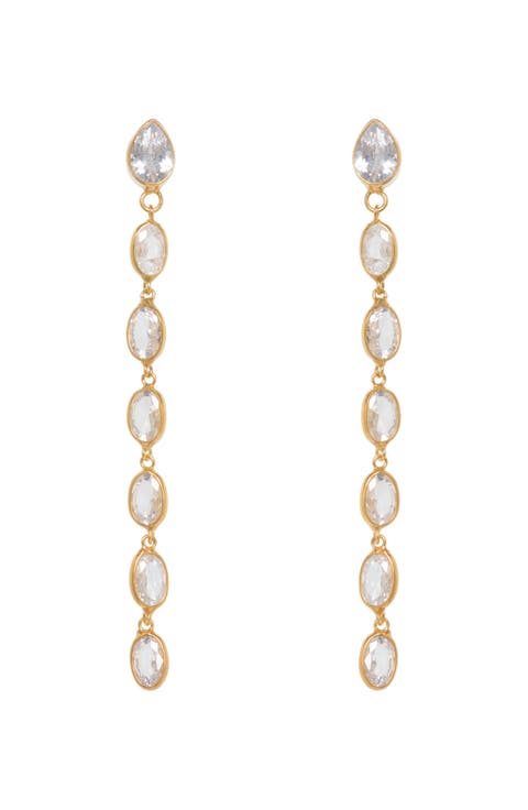 Oval Crystal Framed Long Drops