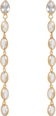 Freya Rose Oval Crystal Framed Long Drops