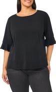 CeCe Ruffle Cuff Crewneck Top