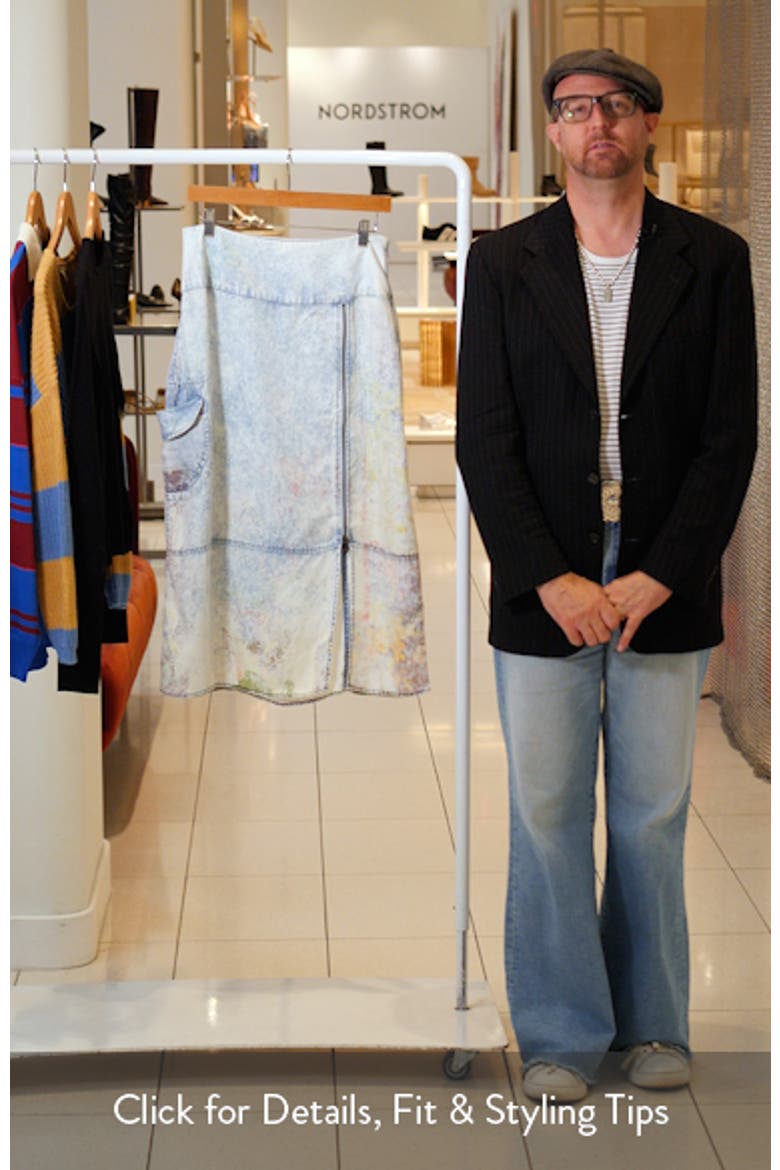 Graphic Print Straight Midi Denim Skirt video