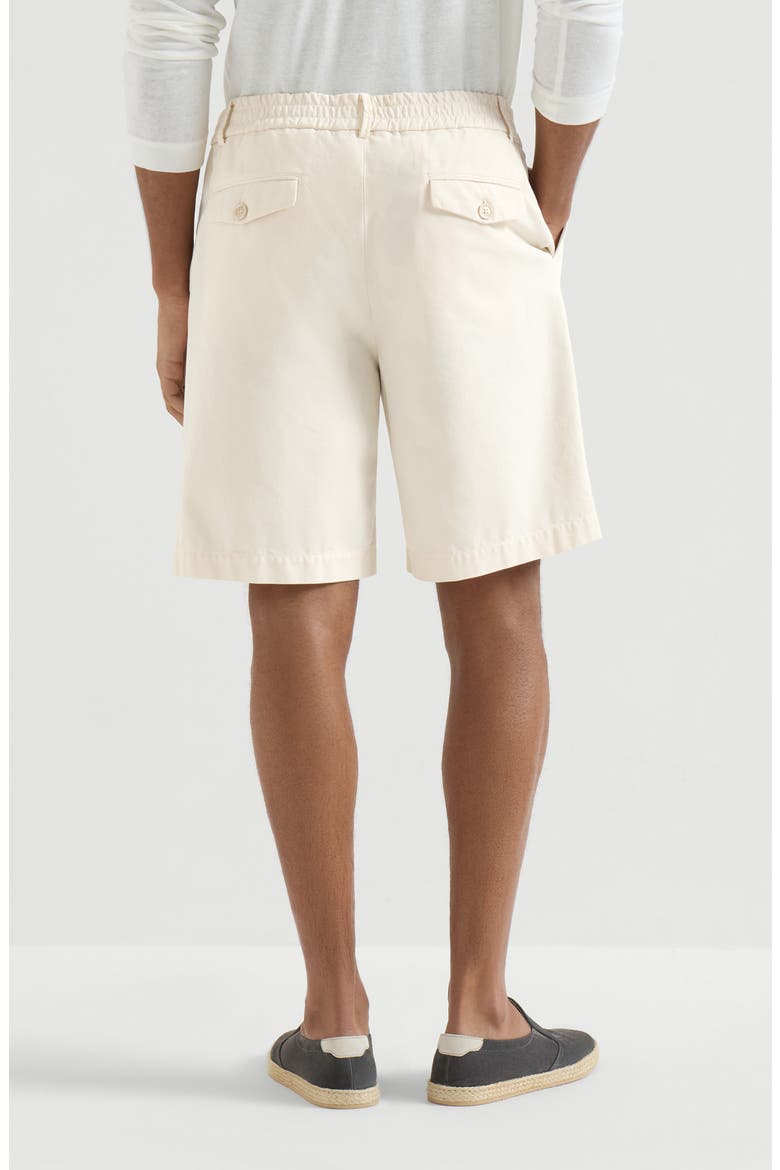 Twisted cotton gabardine Bermuda shorts with elasticated waistband, Alternate, color, Panama