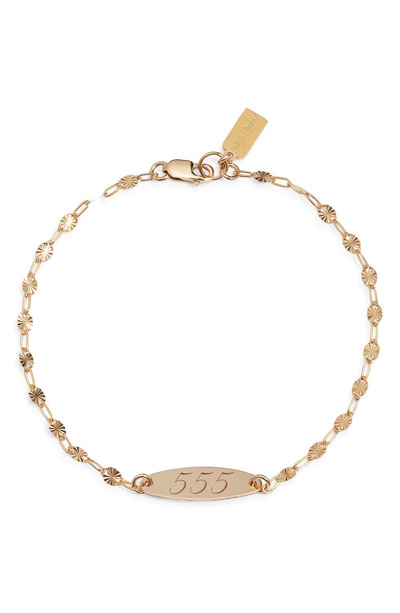 Set & Stones Engraved Angel Number Bracelet, Main, color, Gold / 555