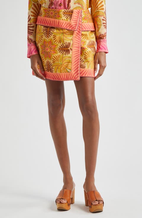 Palm Scarf Print Miniskirt