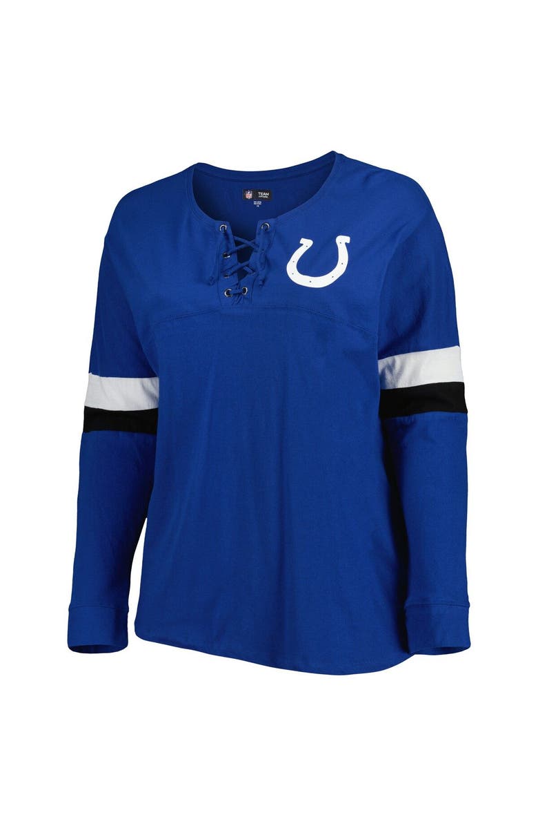 New Era Women's New Era Royal Indianapolis Colts Plus Size Athletic Varsity Lace-Up V-Neck Long Sleeve T-Shirt, Alternate, color, 
