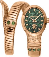 Roberto Cavalli Serpente Ornato Snake Wraparound Bracelet Watch, 22.5mm x 34mm