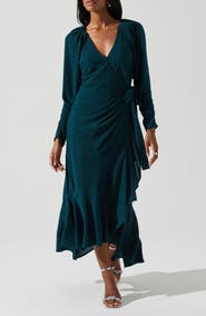 ASTR the Label Zenaida Long Sleeve Faux Wrap Dress