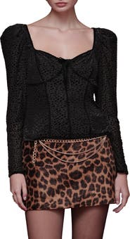 Avec Les Filles Animal Spot Sweetheart Neck Top