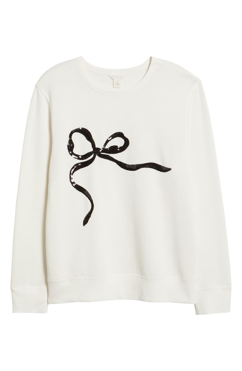 Caslon<sup>®</sup> Sequin Bow Sweatshirt, Alternate, color, Ivory Pristine Sequin Bow