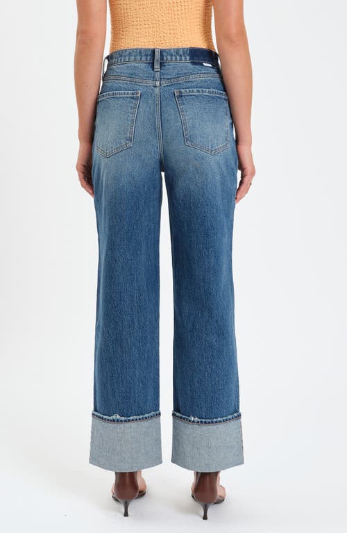 Daze Eastside High Waist Cuff Crop Straight Leg Jeans In Blue