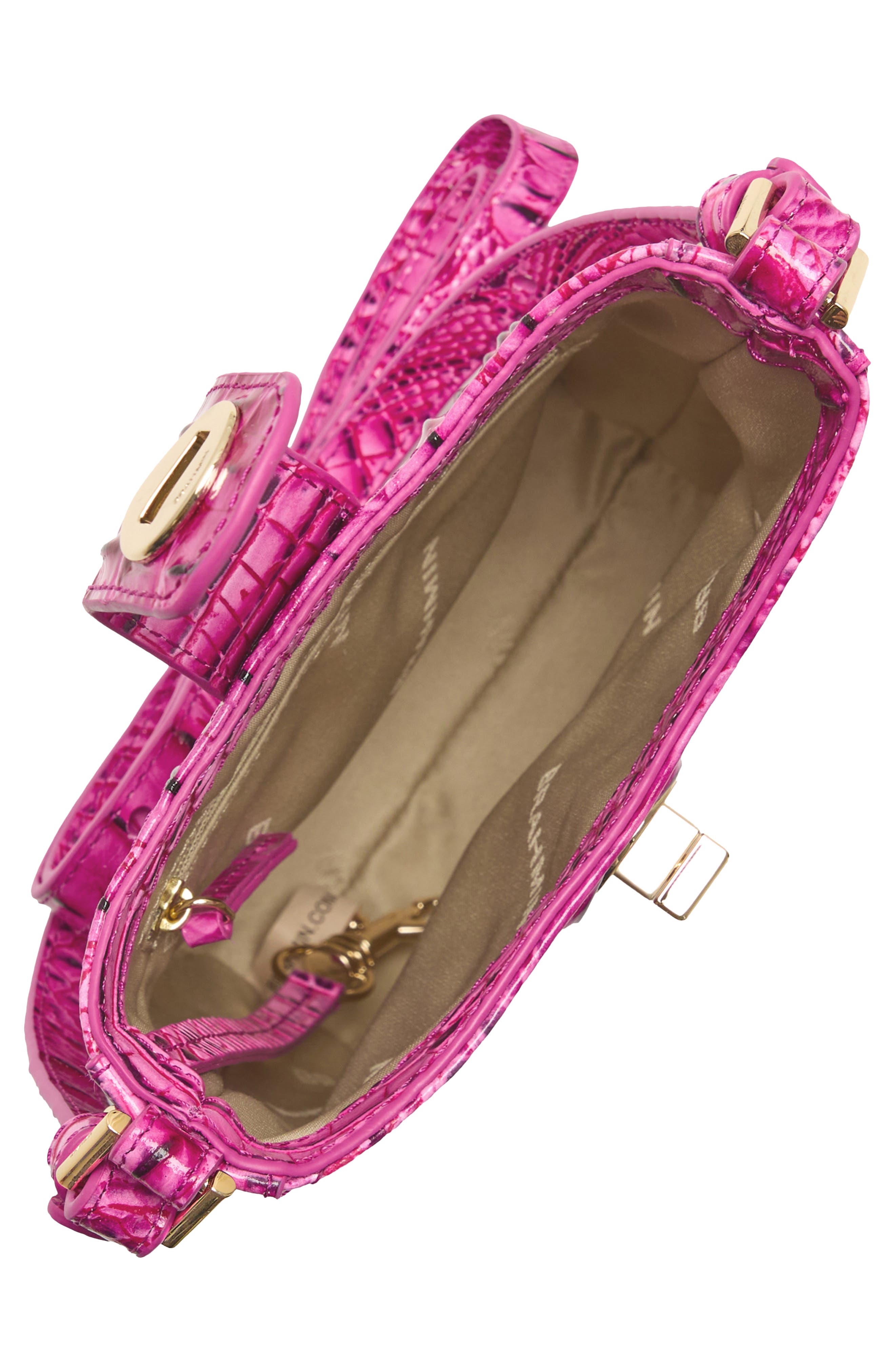 Marley Croc Embossed Leather Crossbody Bag, Alternate, color, ELECTRIC FUSCHIA