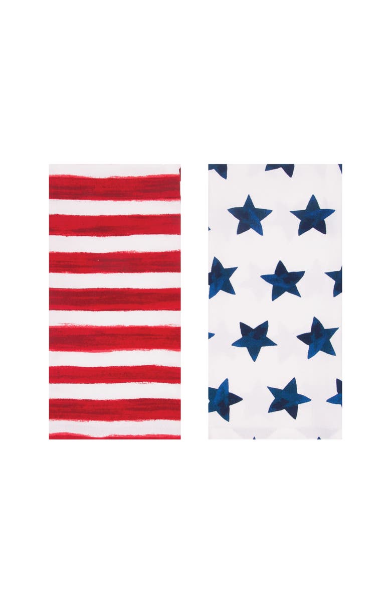 C&F Home God Bless Stars Stripes Patriotic 100% Cotton Set of 3 Handtowels Gift Set, Alternate, color, Red