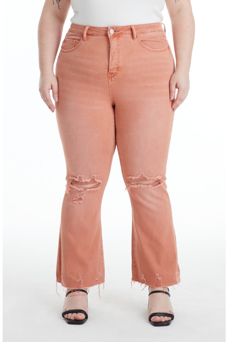Emily High Waist Distressed Straight Leg Jeans, Main, color, ORANGE