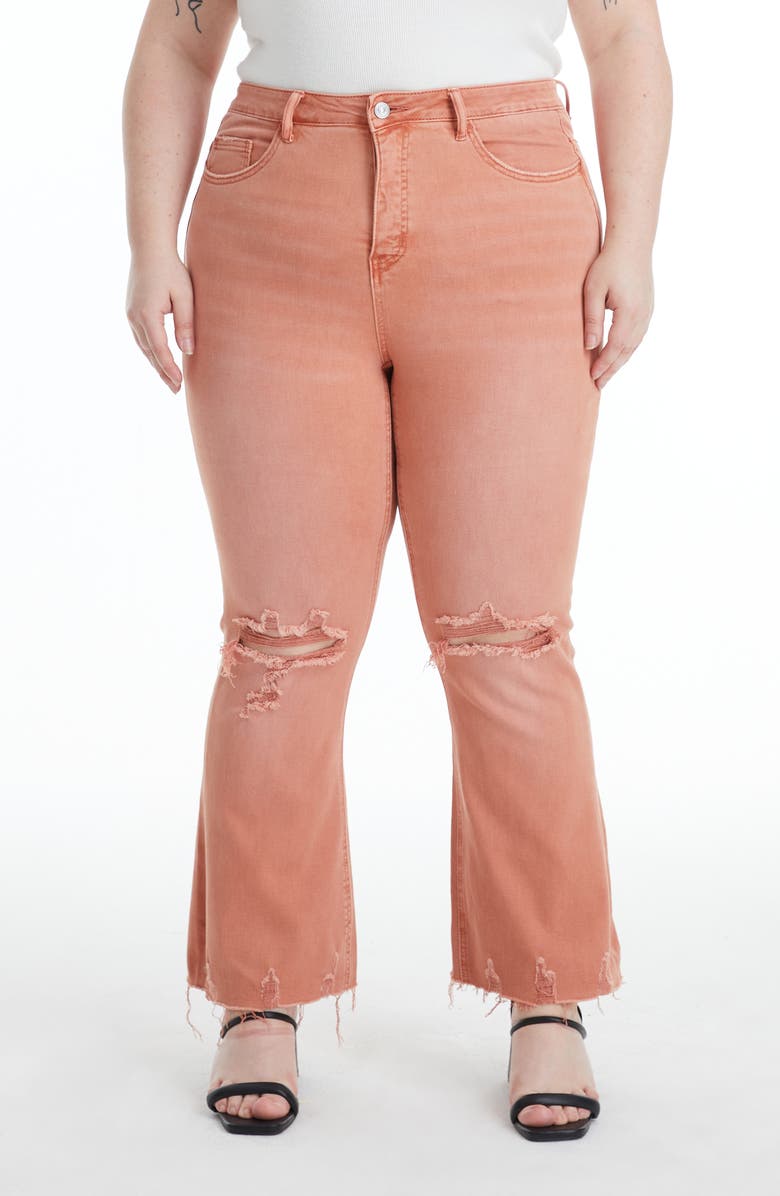 Bayeas Emily High Waist Distressed Straight Leg Jeans, Main, color, Orange