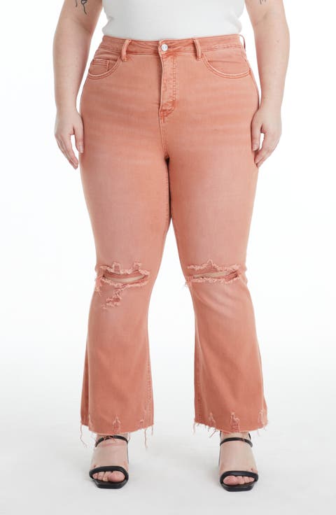 Emily High Waist Distressed Straight Leg Jeans (Plus)