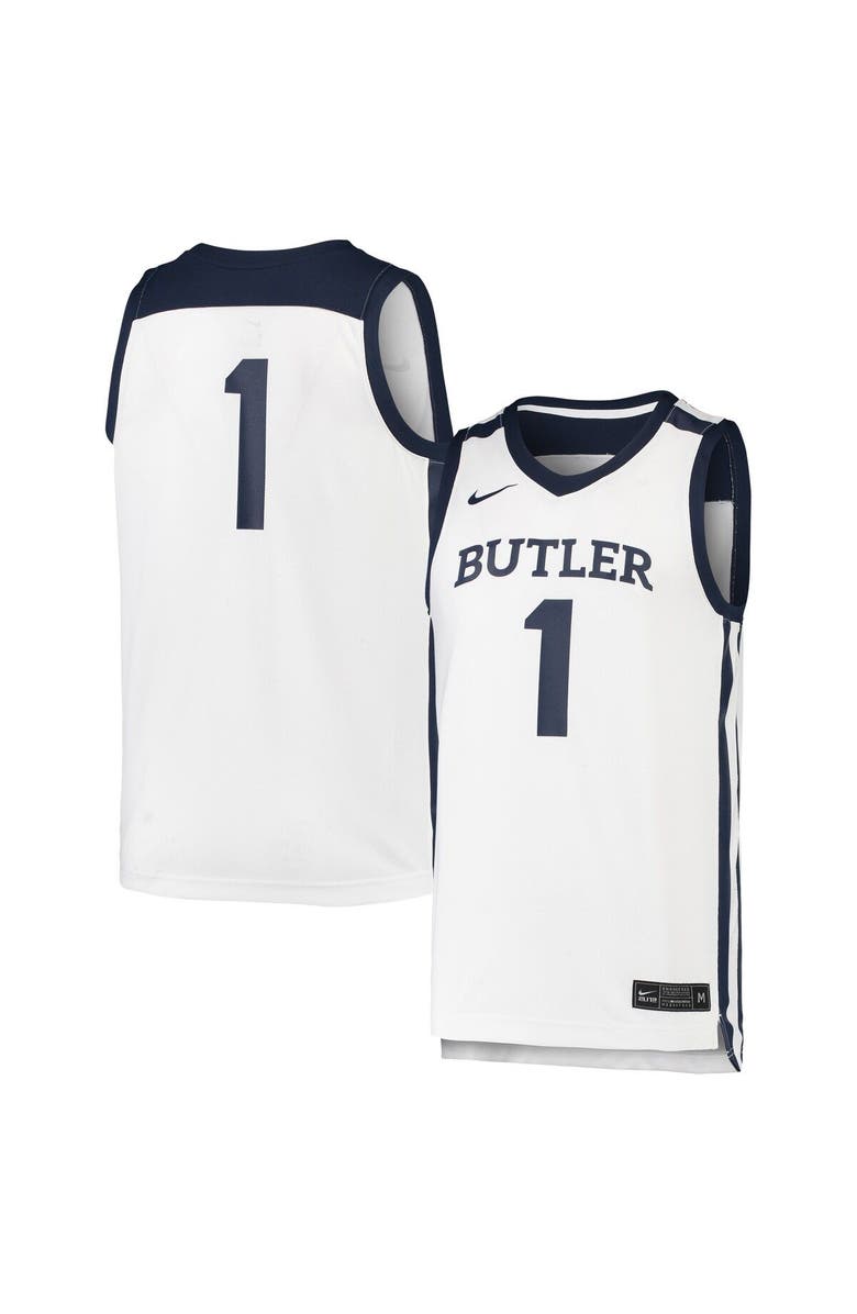 Nike Men's Nike #1 White Butler Bulldogs Team Replica Basketball Jersey, Main, color, White