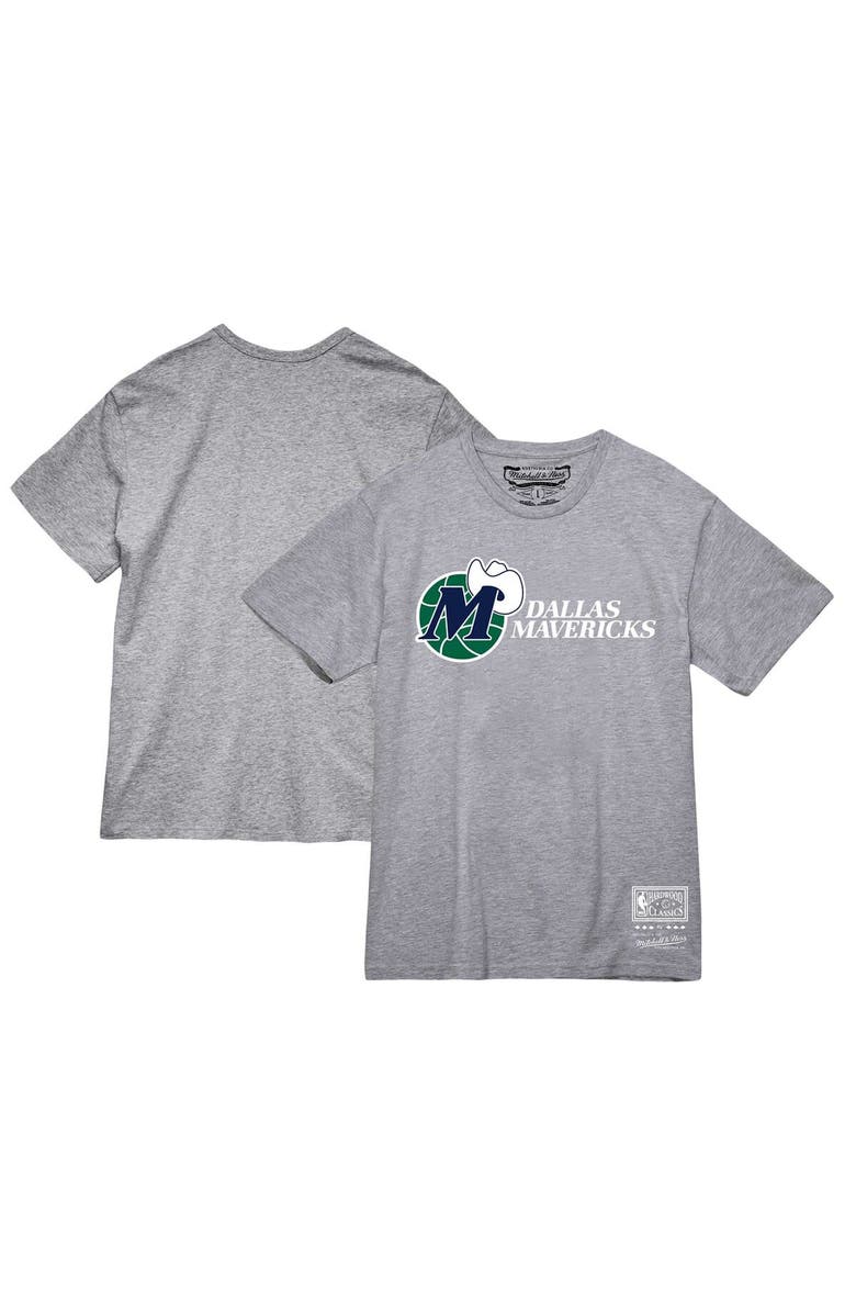 Mitchell & Ness Unisex Mitchell & Ness Gray Dallas Mavericks Hardwood Classics MVP Throwback Logo T-Shirt, Main, color,
