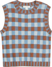 Treasure & Bond Gingham Check Wool & Cashmere Sweater Vest