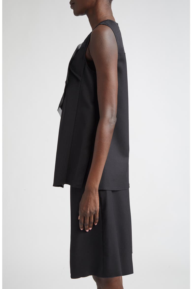Asymmetric Drape Mixed Media Top, Alternate, color, BLACK