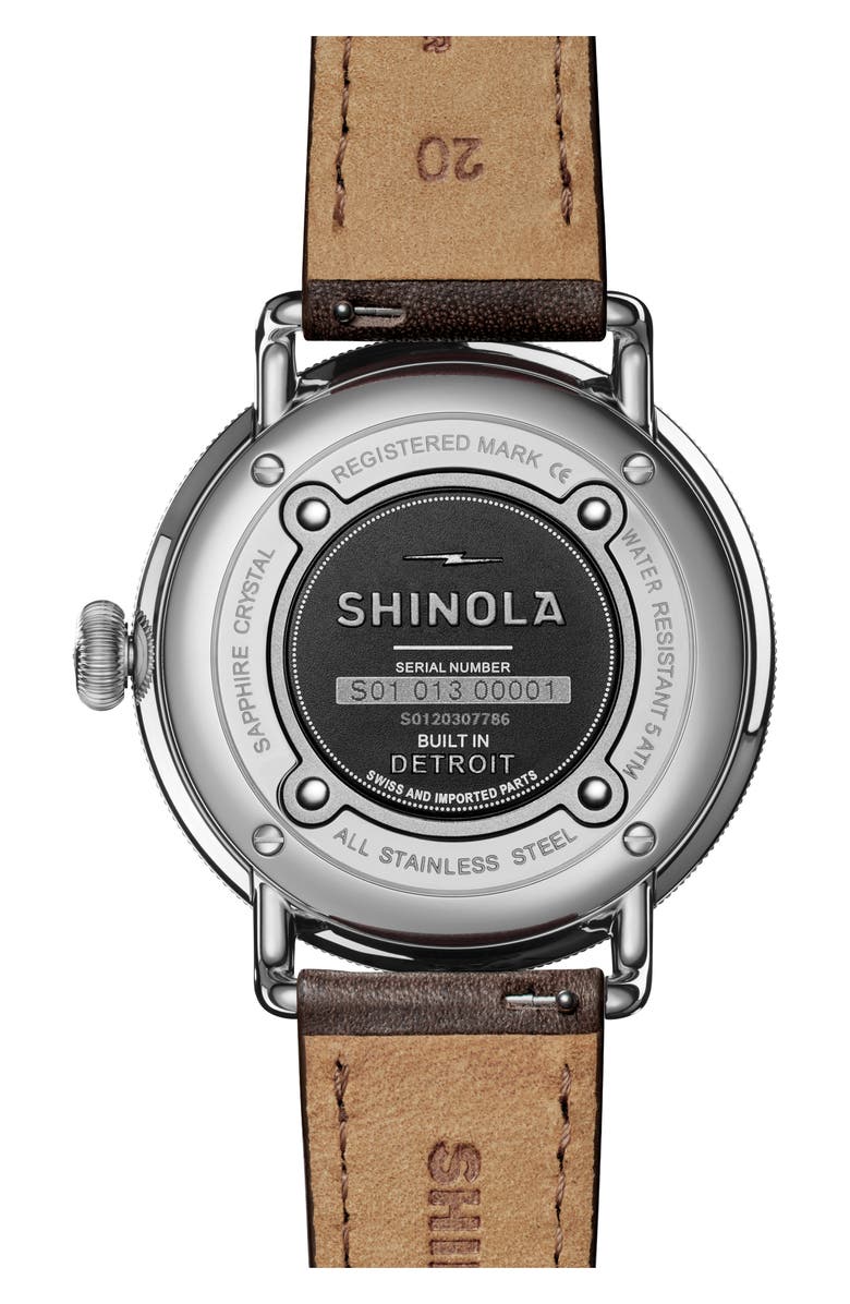 Shinola Canfield Leather Strap Watch, 43mm, Alternate, color, Dark Olive