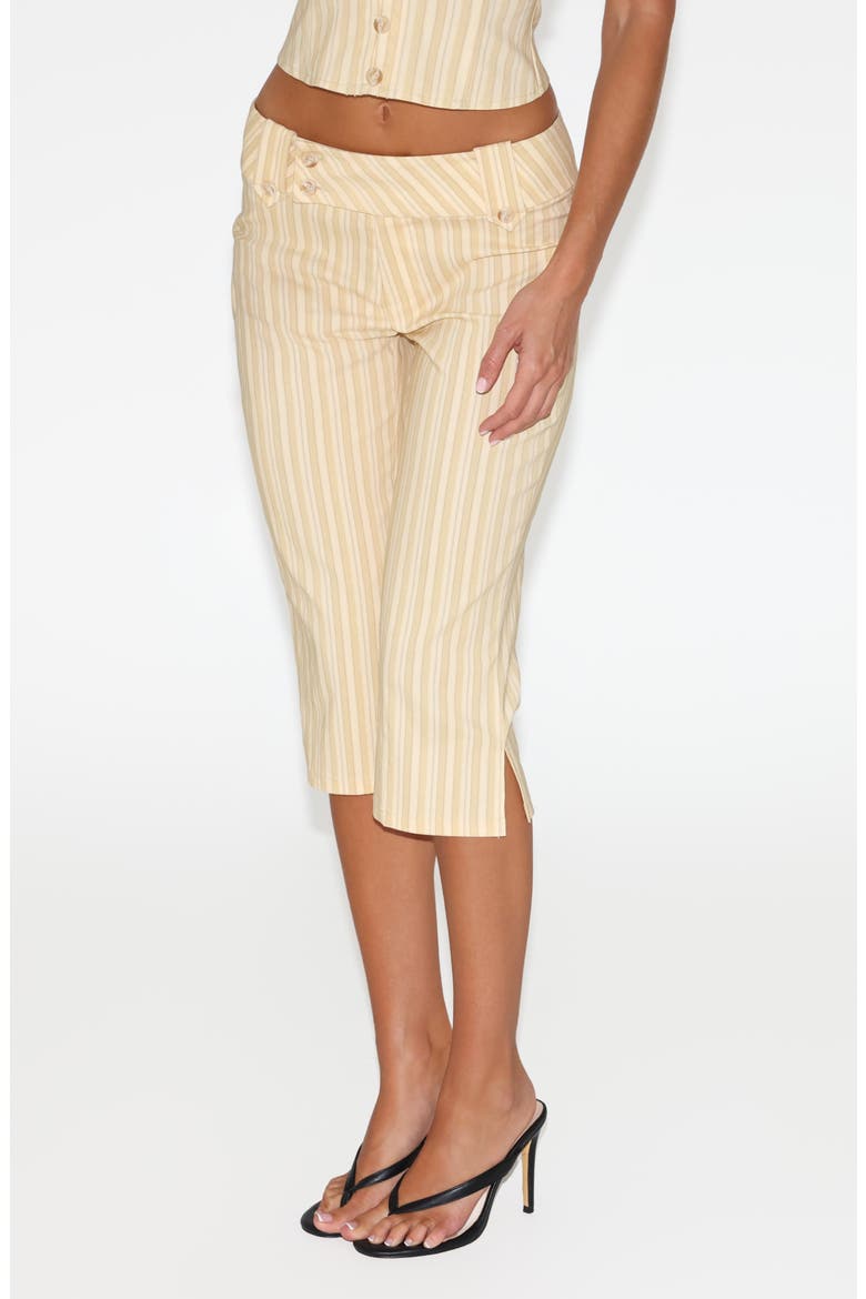 Kittie Stripe Capri Pants, Main, color, YELLOW STRIPE