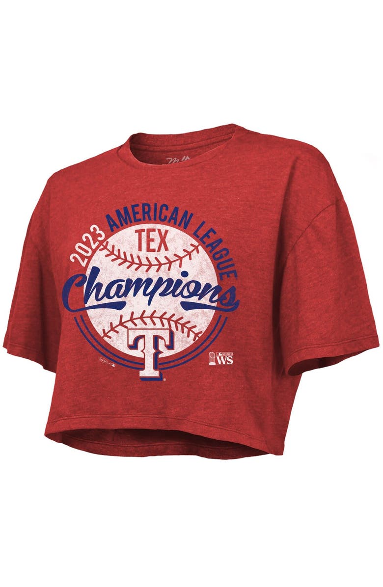 Majestic Threads Women's Majestic Threads  Red Texas Rangers 2023 American League Champions Boxy Cropped T-Shirt, Alternate, color, 