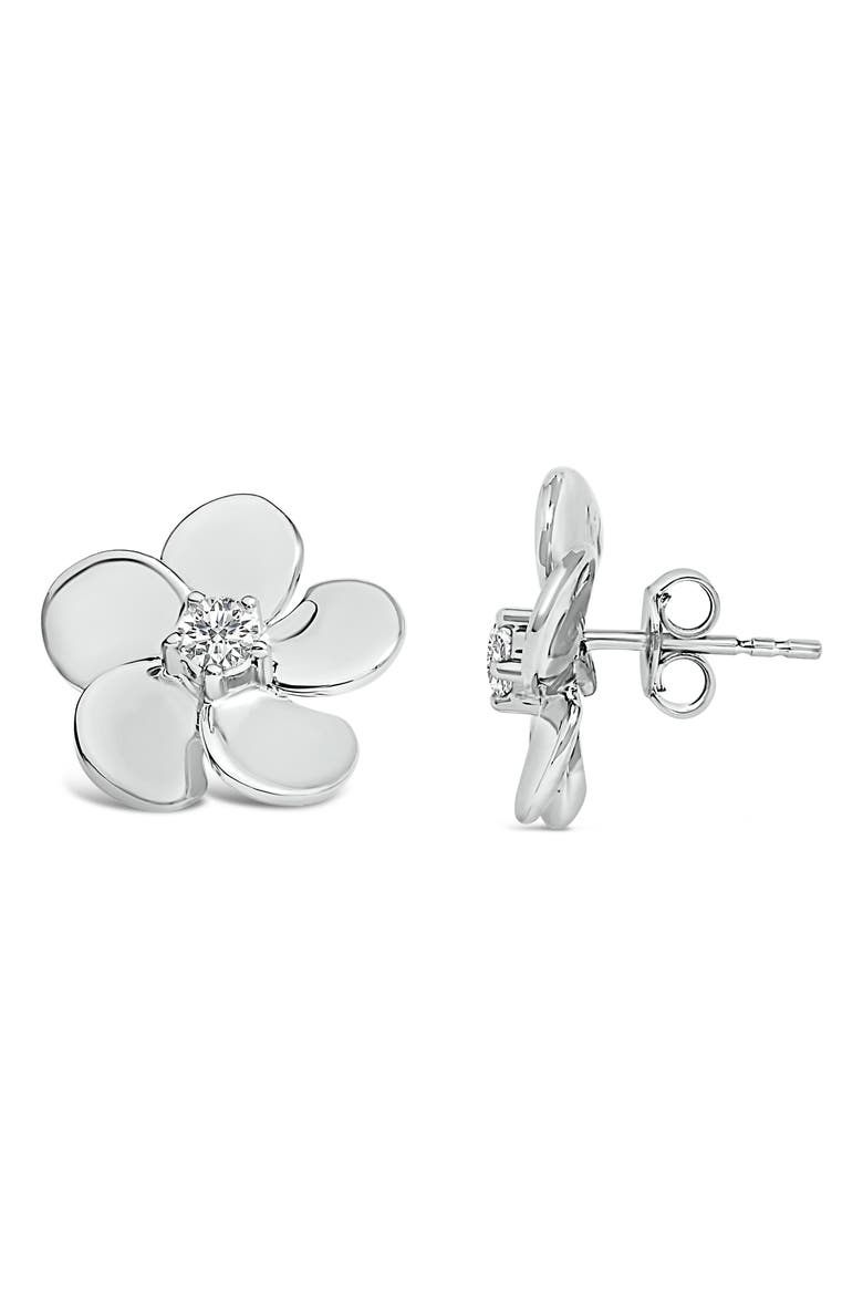 10K Gold 1/3 Cttw Lab Grown Diamond Flower Petal Stud Earrings, Alternate, color, White