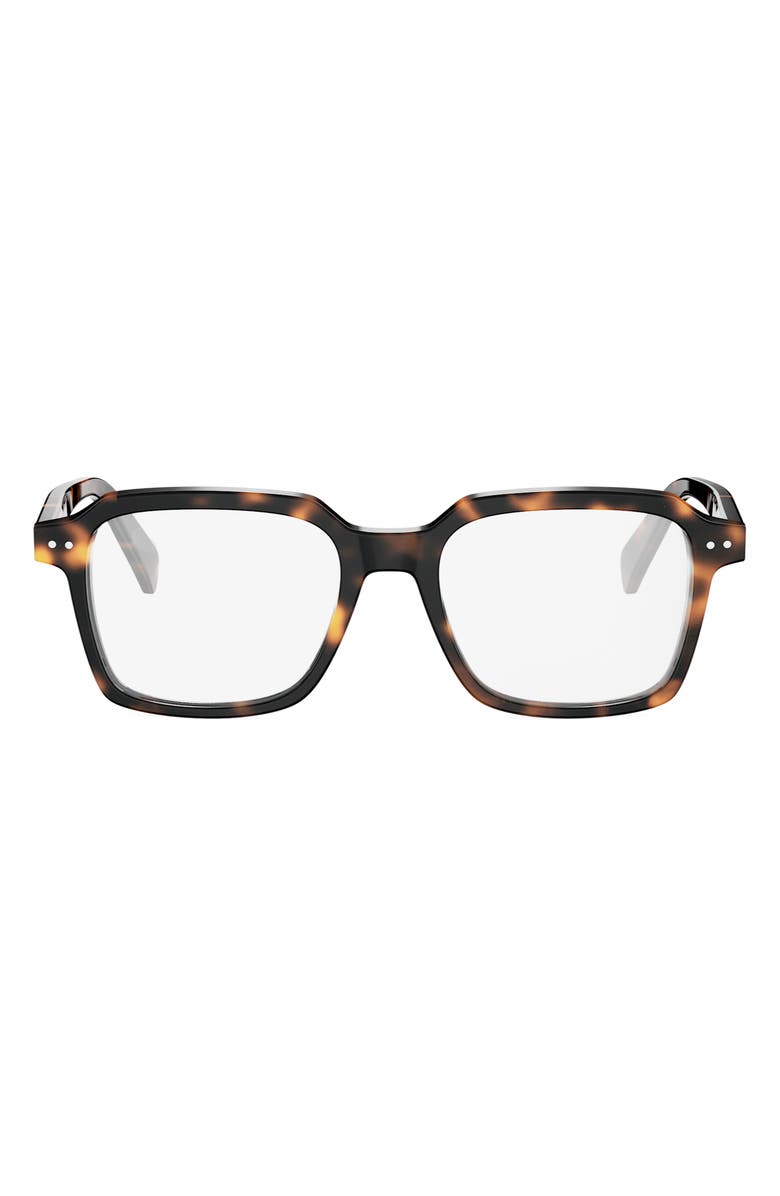 CELINE 52mm Thin Square Optical Glasses, Main, color, Dark Havana