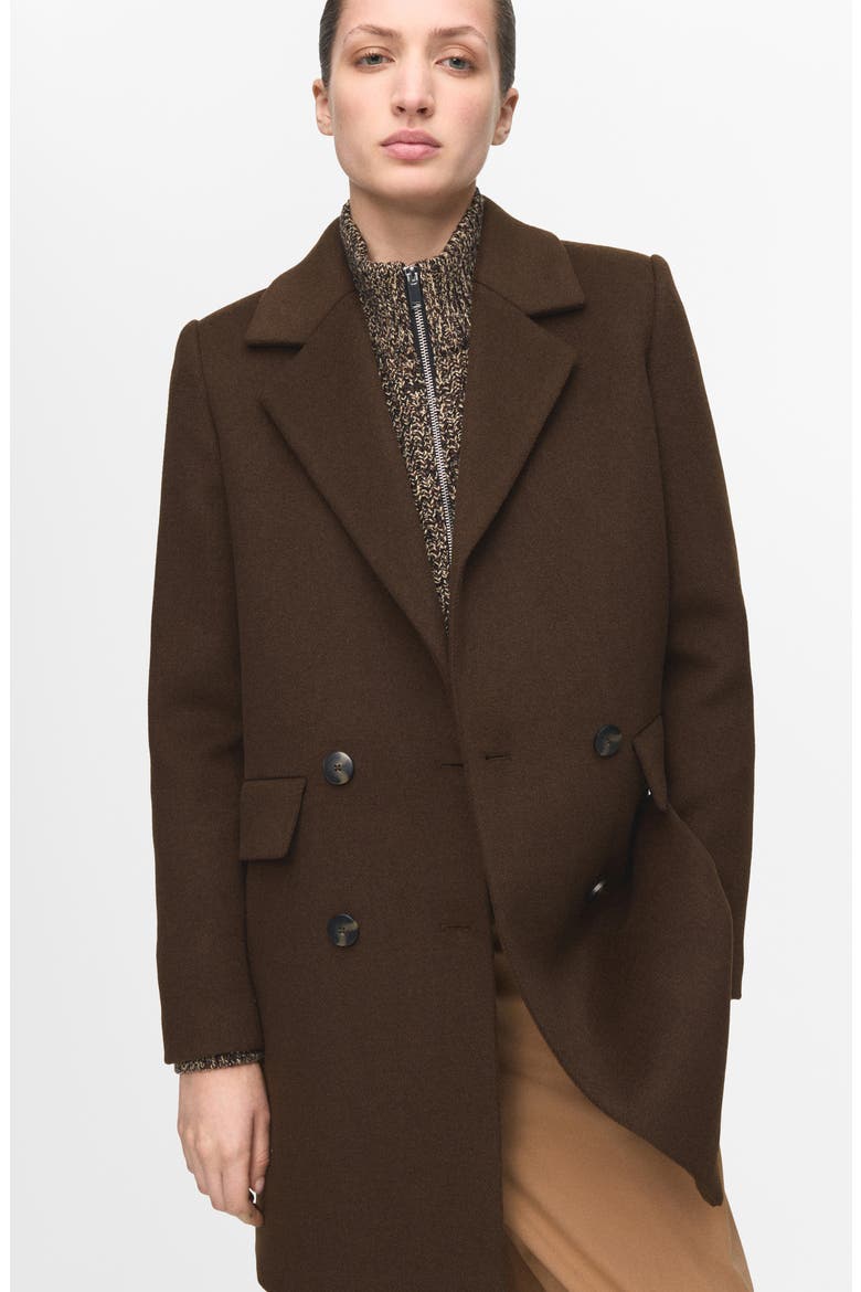 Double Breasted Coat, Alternate, color, CHOCOLATE