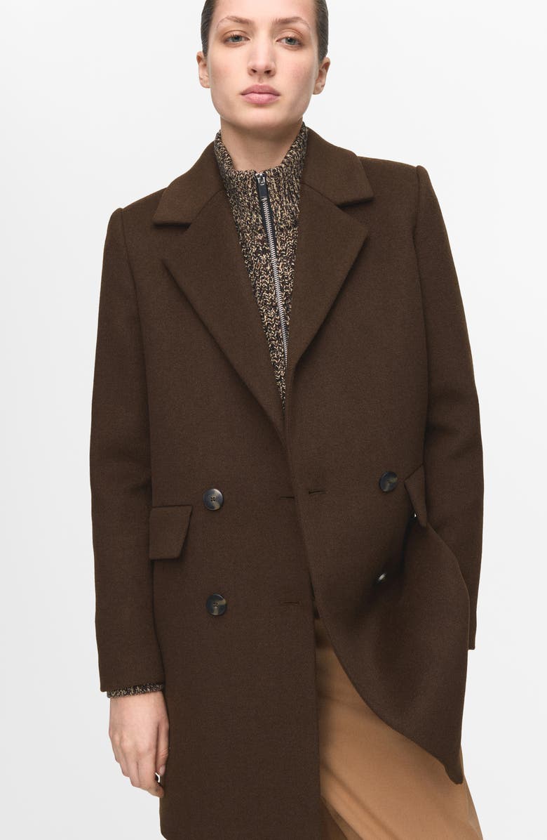 MANGO Double Breasted Coat, Alternate, color,