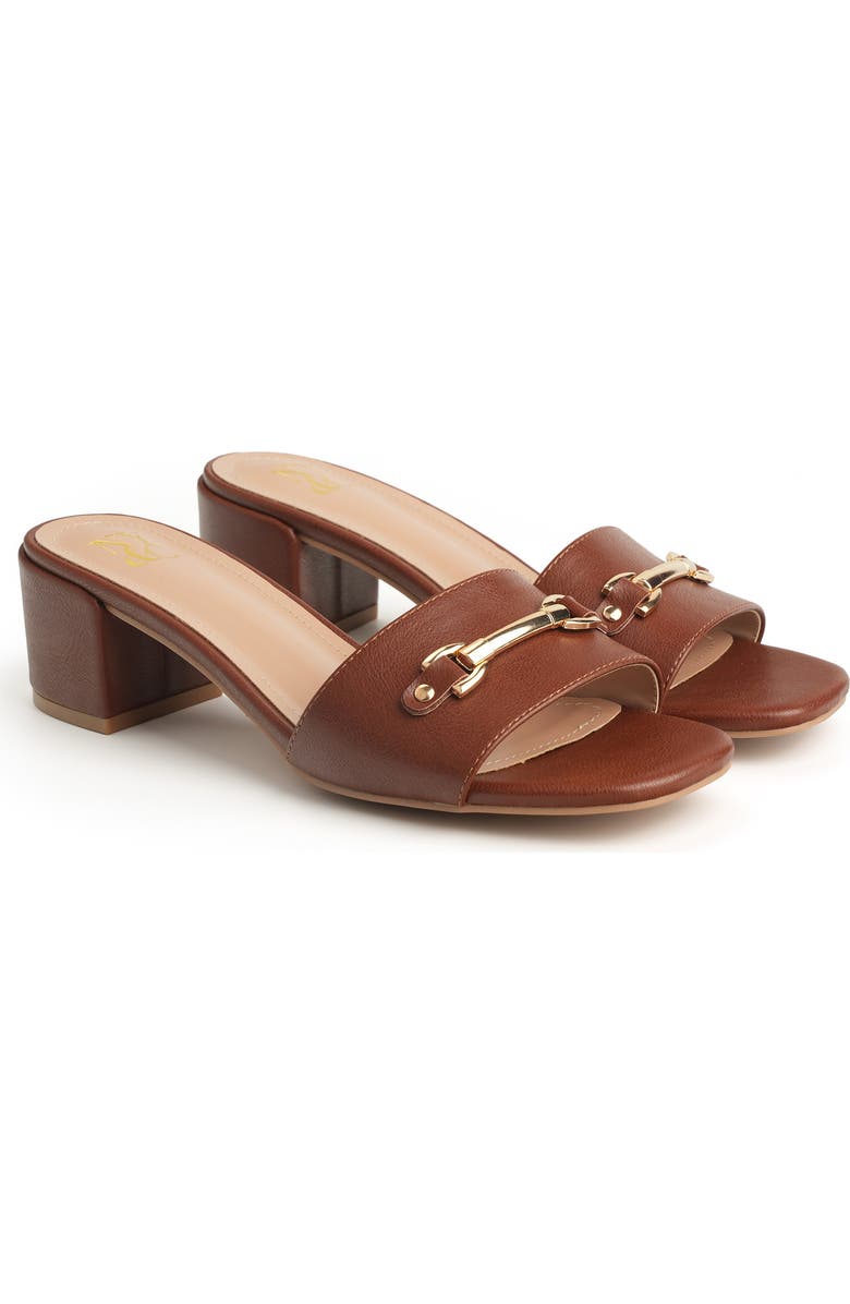 NEW YORK AND COMPANY Maxine Bit Slide Sandal, Alternate, color, Cognac/Brown