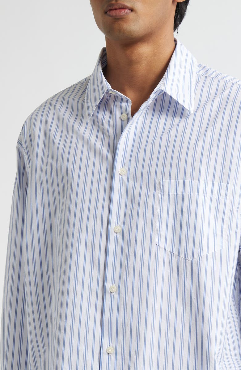 Noah Oversize Cotton Poplin Button-Up Shirt, Alternate, color, White/ Blue