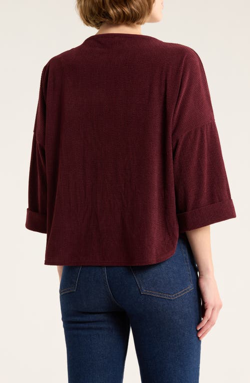 Max Studio Long Sleeve Knit Corduroy Top In Burgundy