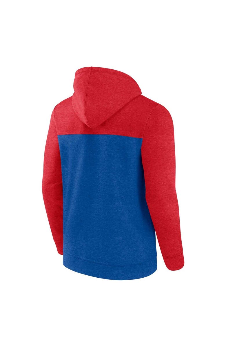 FANATICS Men's Fanatics Branded Heather Royal/Heather Red Philadelphia 76ers Down and Distance Full-Zip Hoodie, Alternate, color, 