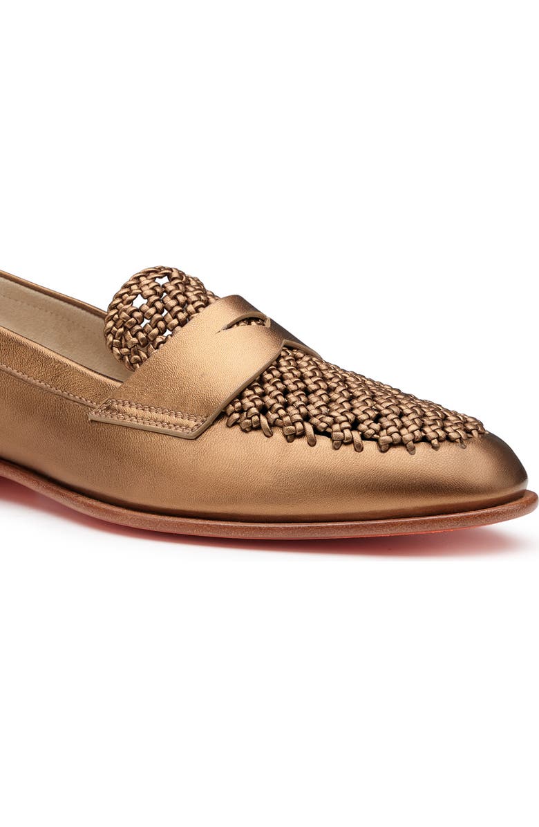 Santoni Women's Laminated Leather Penny Loafer, Alternate, color, Gold