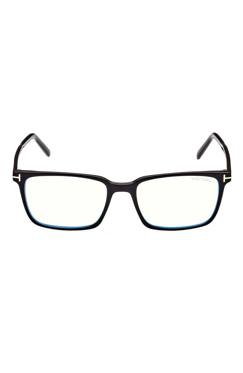 TOM FORD 55mm Rectangular Blue Light Blocking Glasses, Main, color, 
