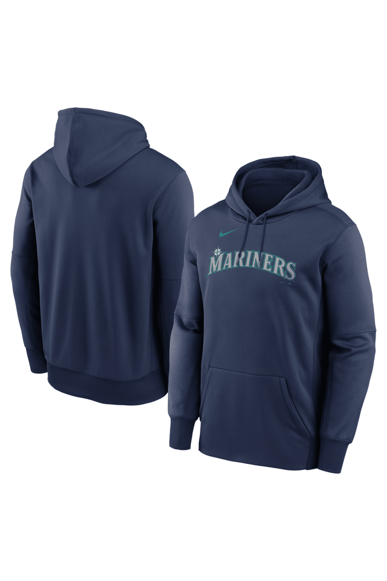 Men's Nike Navy Seattle Mariners Primary Wordmark Therma Hoodie, Main, color, Navy