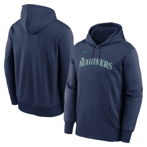 Men's Nike Navy Seattle Mariners Primary Wordmark Therma Hoodie