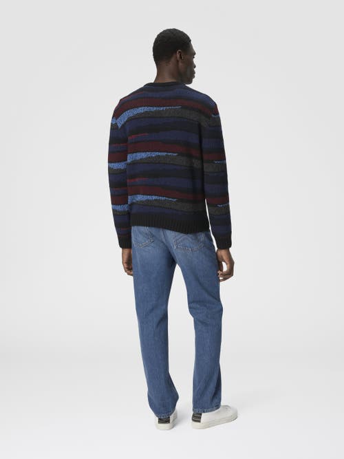 Missoni Crew Neck Sweater With Striped Inlay In Blue