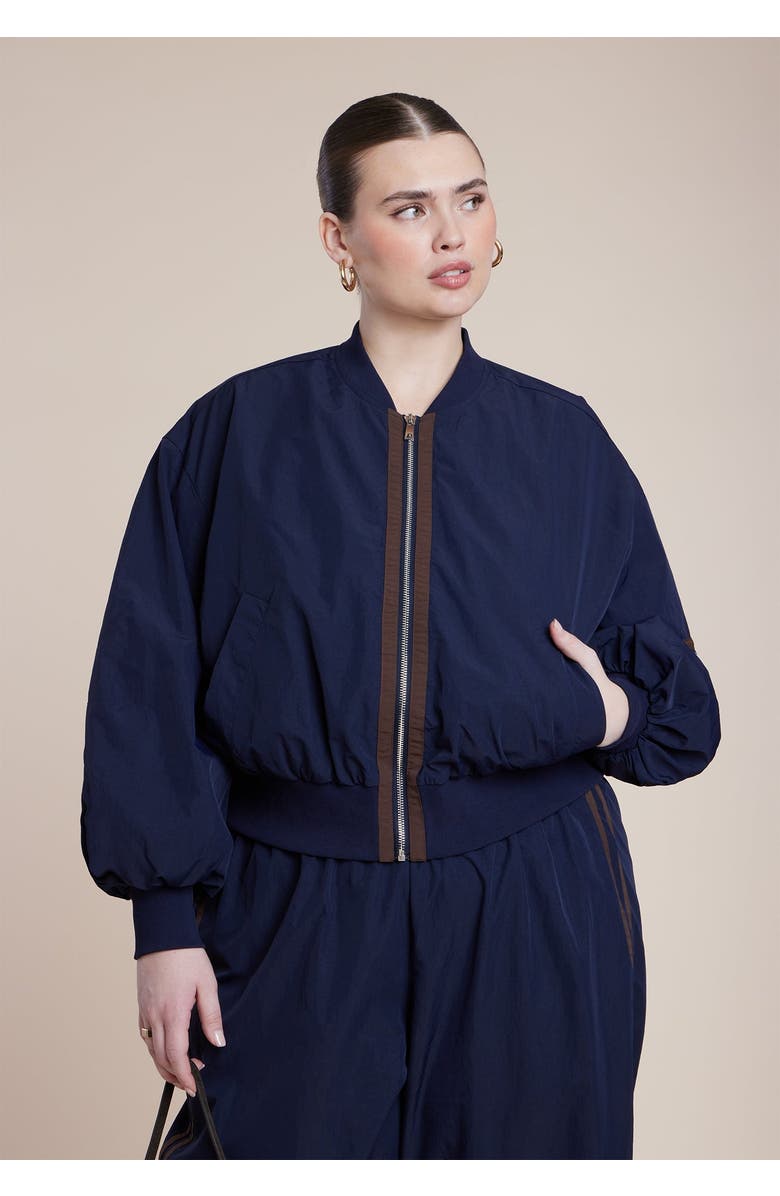 ELOQUII Nylon Track Jacket, Alternate, color, Night Sky