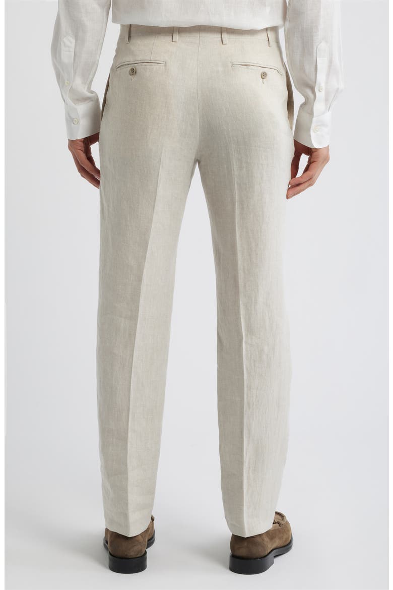 Siena Regular Fit Flat Front Linen Suit Pants, Alternate, color, LIGHT BEIGE