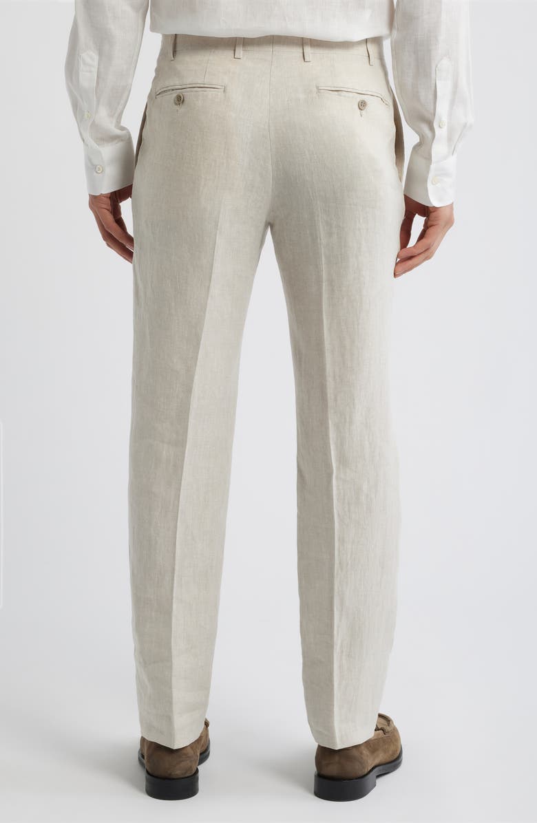 Canali Siena Regular Fit Flat Front Linen Suit Pants, Alternate, color, Light Beige