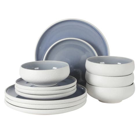 Pacifico Beach 12-Piece Reactive Glaze Stoneware Dinnerware Set