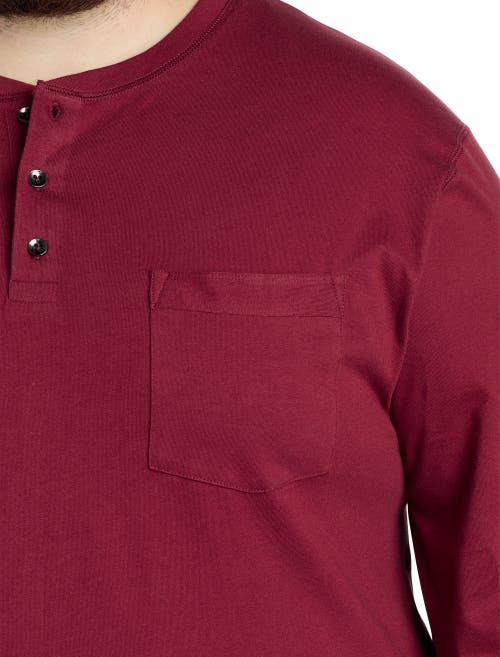 Harbor Bay By Dxl Long-sleeve Jersey Henley Shirt In Tibetan Red