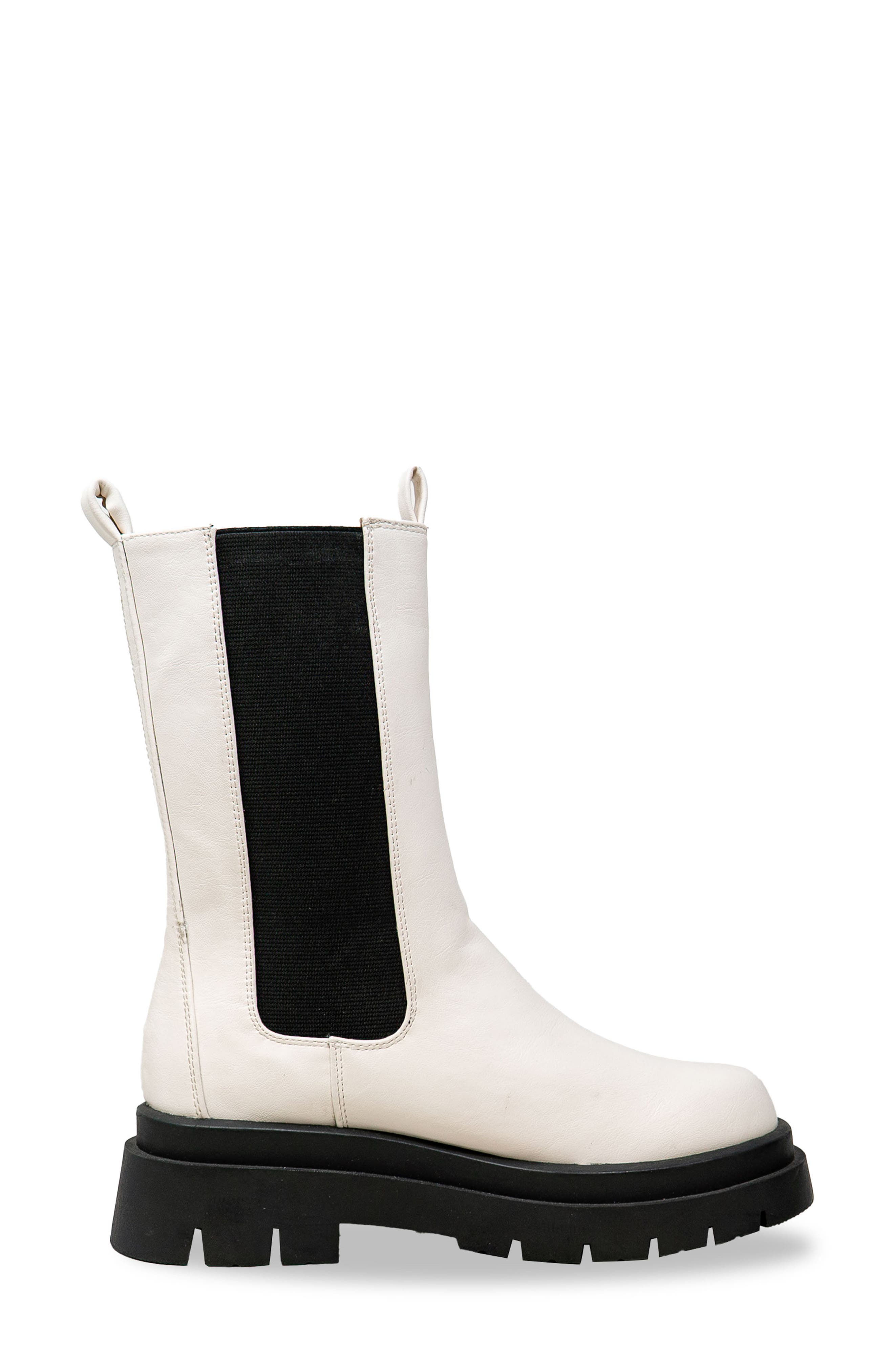CHASE AND CHLOE Chase & Chloe Tall Lug Sole Chelsea Boot, Alternate, color, White Pu
