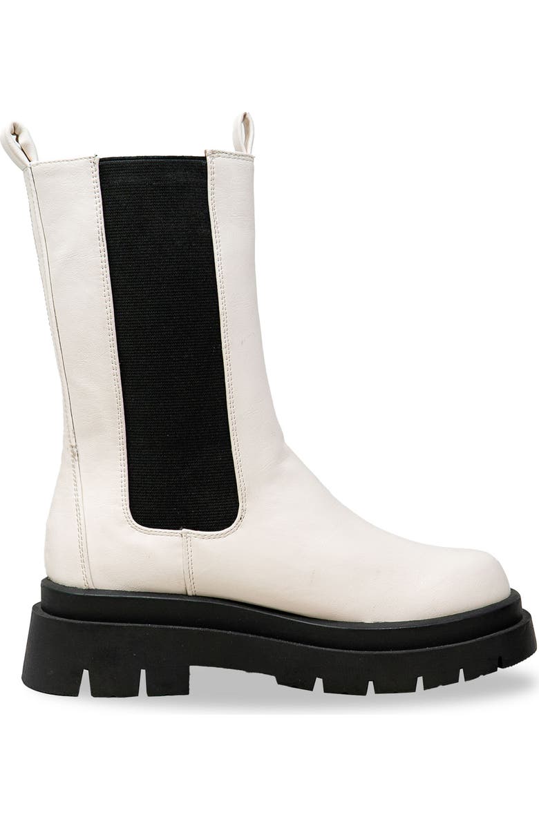 CHASE AND CHLOE Chase & Chloe Tall Lug Sole Chelsea Boot, Alternate, color, White Pu