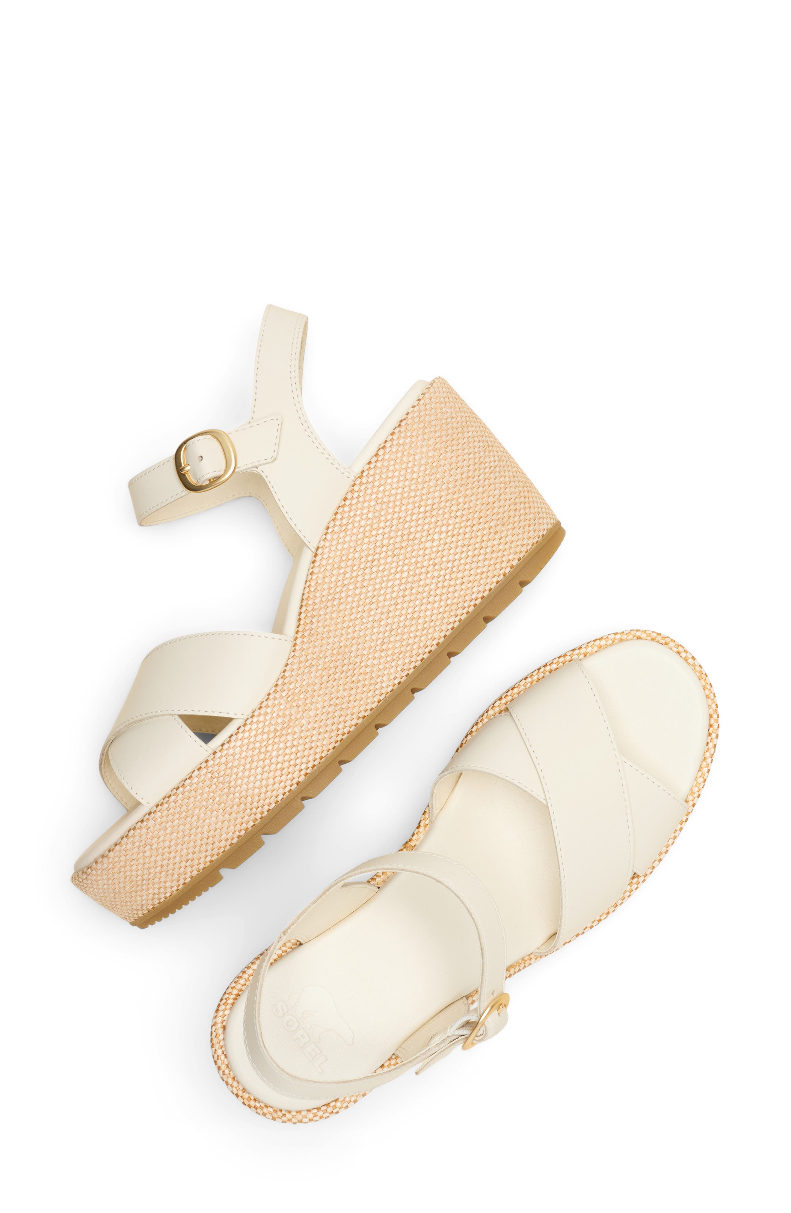 Sunpeak Ankle Strap Platform Wedge Sandal, Alternate, color, CHALK/ GUM