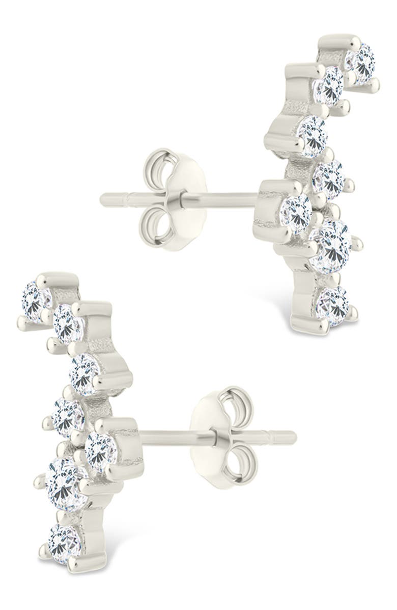 Sterling Forever Cubic Zirconia Ear Crawlers, Alternate, color, Silver