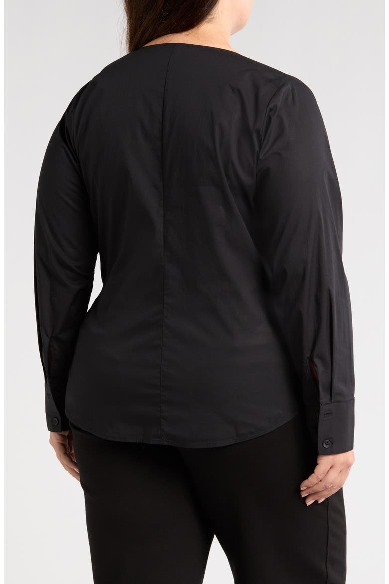 Front Wrap Poplin Shirt, Alternate, color, BLACK