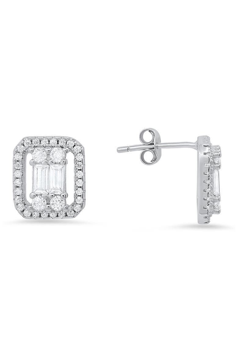 Sterling Silver CZ Stud Earrings, Main, color, SILVER
